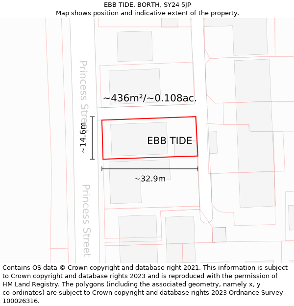 EBB TIDE, BORTH, SY24 5JP: Plot and title map