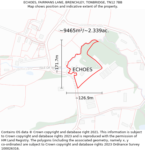 ECHOES, FAIRMANS LANE, BRENCHLEY, TONBRIDGE, TN12 7BB: Plot and title map