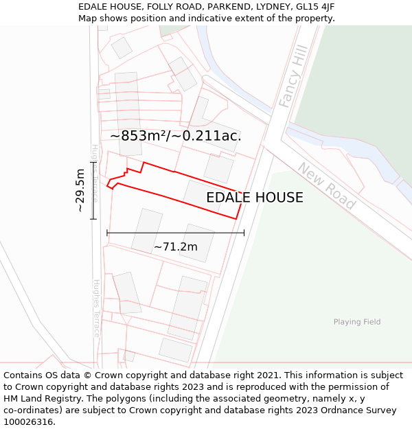 EDALE HOUSE, FOLLY ROAD, PARKEND, LYDNEY, GL15 4JF: Plot and title map