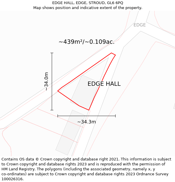 EDGE HALL, EDGE, STROUD, GL6 6PQ: Plot and title map