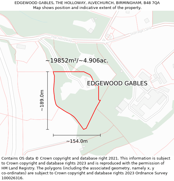 EDGEWOOD GABLES, THE HOLLOWAY, ALVECHURCH, BIRMINGHAM, B48 7QA: Plot and title map