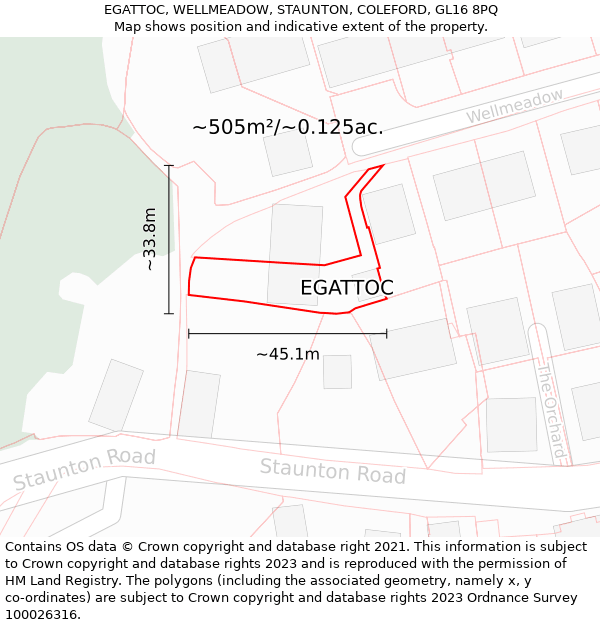 EGATTOC, WELLMEADOW, STAUNTON, COLEFORD, GL16 8PQ: Plot and title map