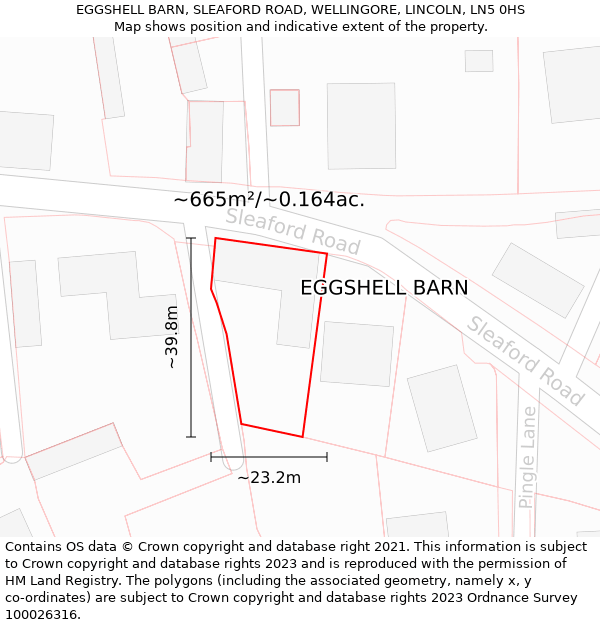 EGGSHELL BARN, SLEAFORD ROAD, WELLINGORE, LINCOLN, LN5 0HS: Plot and title map