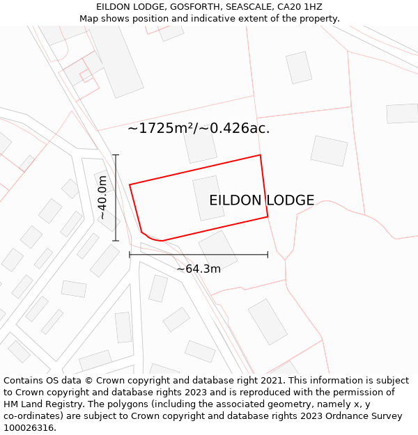 EILDON LODGE, GOSFORTH, SEASCALE, CA20 1HZ: Plot and title map