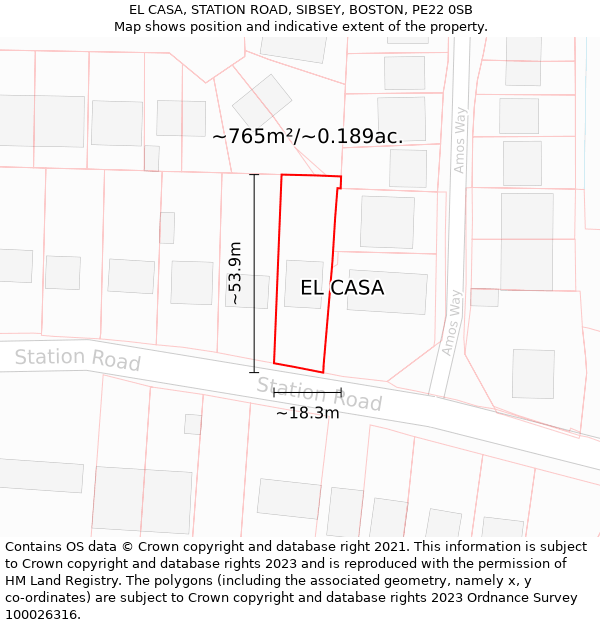 EL CASA, STATION ROAD, SIBSEY, BOSTON, PE22 0SB: Plot and title map