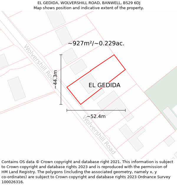 EL GEDIDA, WOLVERSHILL ROAD, BANWELL, BS29 6DJ: Plot and title map