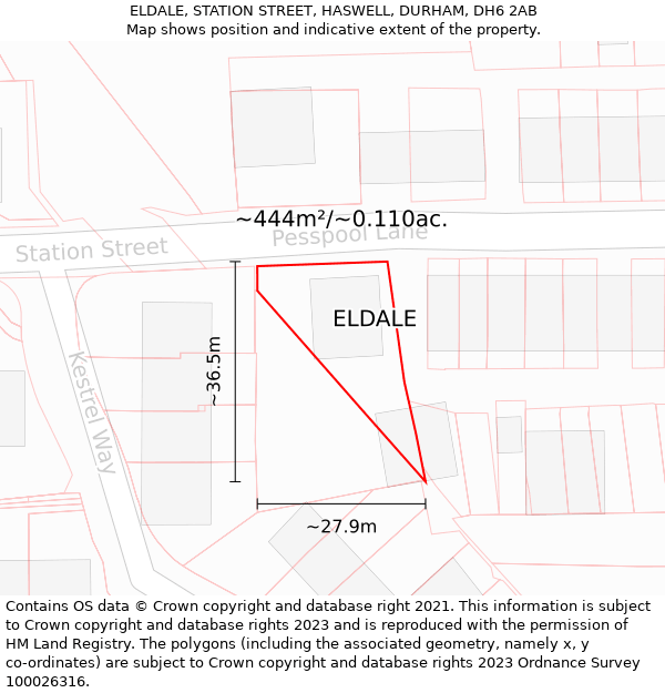 ELDALE, STATION STREET, HASWELL, DURHAM, DH6 2AB: Plot and title map