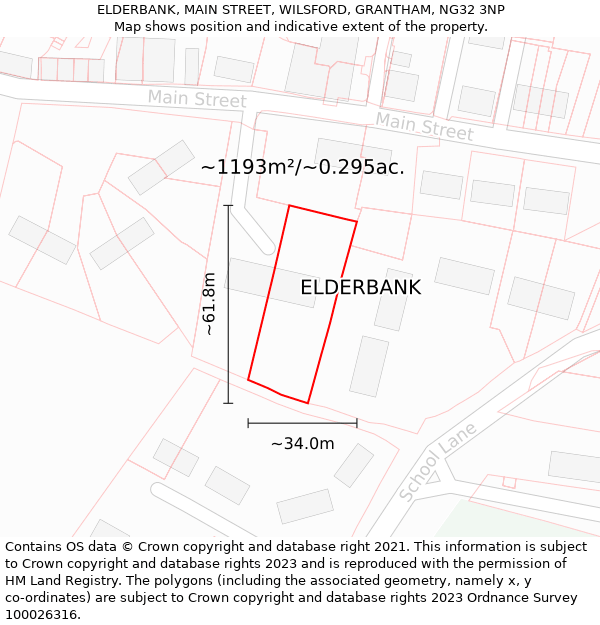 ELDERBANK, MAIN STREET, WILSFORD, GRANTHAM, NG32 3NP: Plot and title map