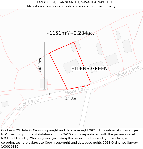 ELLENS GREEN, LLANGENNITH, SWANSEA, SA3 1HU: Plot and title map