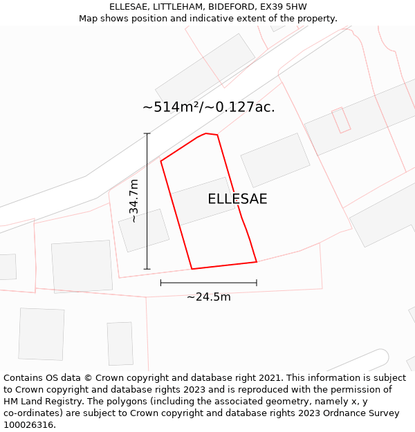 ELLESAE, LITTLEHAM, BIDEFORD, EX39 5HW: Plot and title map