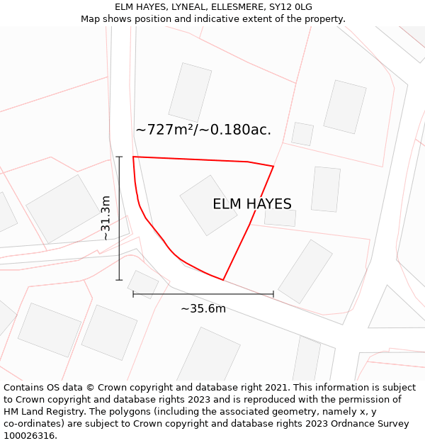 ELM HAYES, LYNEAL, ELLESMERE, SY12 0LG: Plot and title map