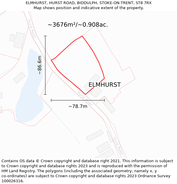 ELMHURST, HURST ROAD, BIDDULPH, STOKE-ON-TRENT, ST8 7RX: Plot and title map