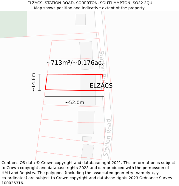 ELZACS, STATION ROAD, SOBERTON, SOUTHAMPTON, SO32 3QU: Plot and title map