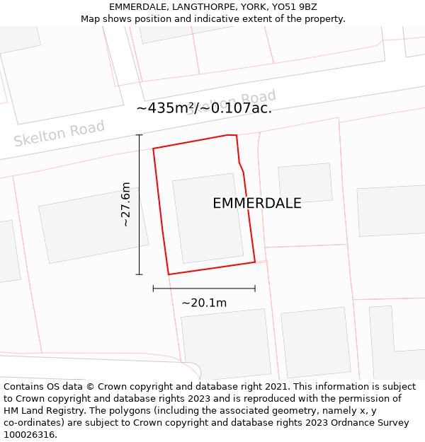 EMMERDALE, LANGTHORPE, YORK, YO51 9BZ: Plot and title map