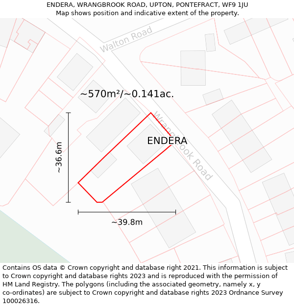 ENDERA, WRANGBROOK ROAD, UPTON, PONTEFRACT, WF9 1JU: Plot and title map