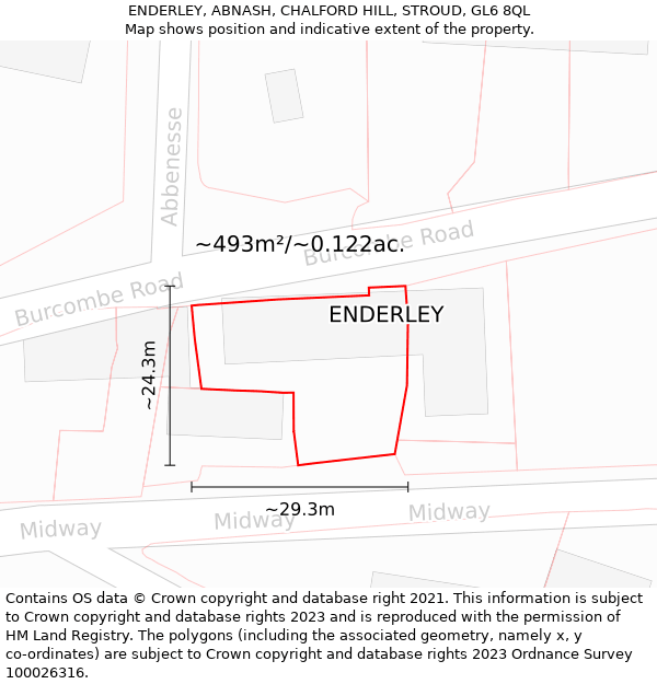 ENDERLEY, ABNASH, CHALFORD HILL, STROUD, GL6 8QL: Plot and title map