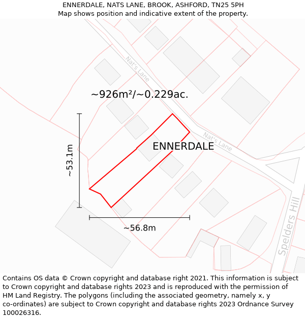 ENNERDALE, NATS LANE, BROOK, ASHFORD, TN25 5PH: Plot and title map