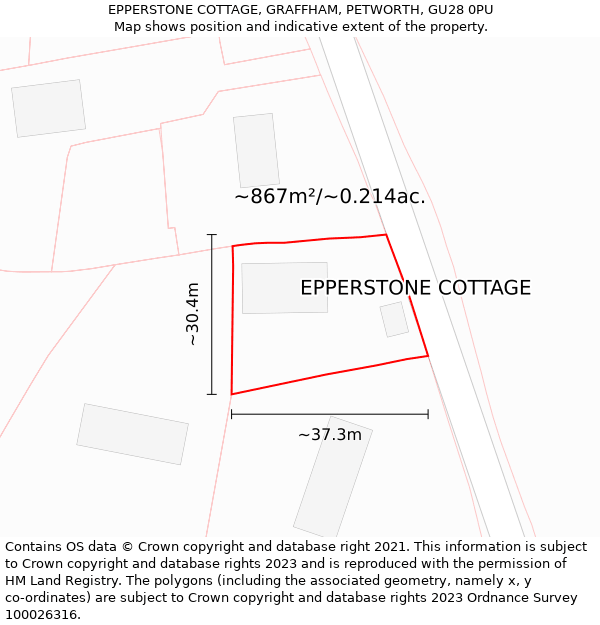 EPPERSTONE COTTAGE, GRAFFHAM, PETWORTH, GU28 0PU: Plot and title map