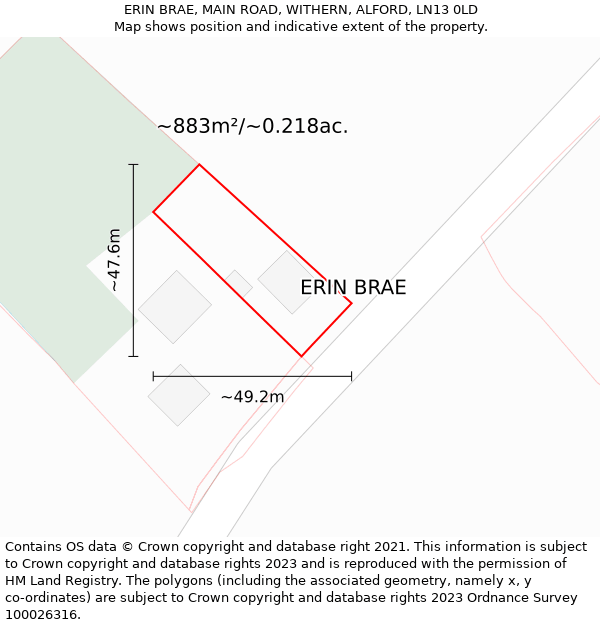 ERIN BRAE, MAIN ROAD, WITHERN, ALFORD, LN13 0LD: Plot and title map