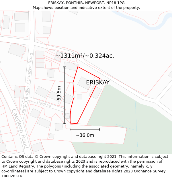 ERISKAY, PONTHIR, NEWPORT, NP18 1PG: Plot and title map