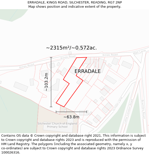 ERRADALE, KINGS ROAD, SILCHESTER, READING, RG7 2NP: Plot and title map
