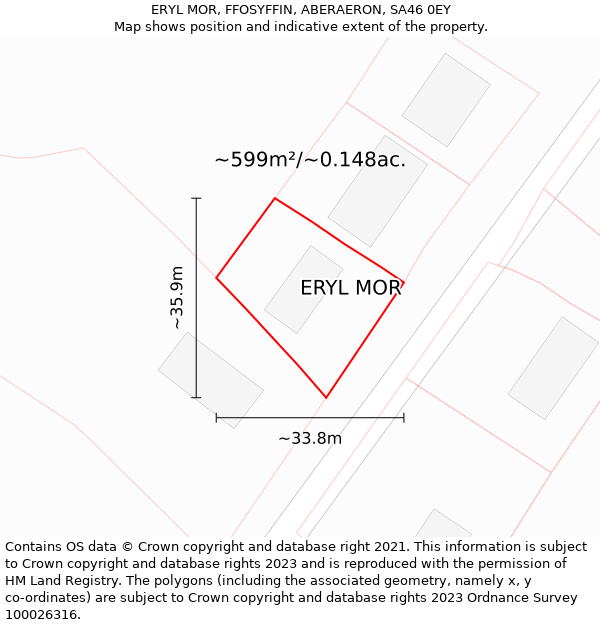 ERYL MOR, FFOSYFFIN, ABERAERON, SA46 0EY: Plot and title map