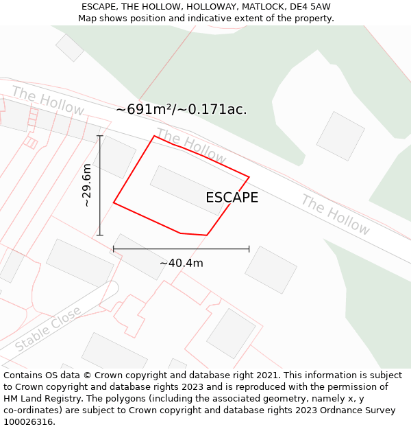 ESCAPE, THE HOLLOW, HOLLOWAY, MATLOCK, DE4 5AW: Plot and title map