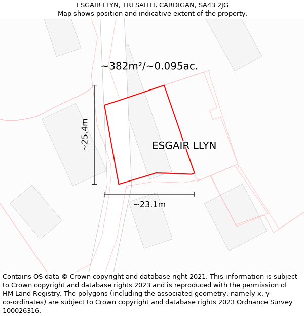 ESGAIR LLYN, TRESAITH, CARDIGAN, SA43 2JG: Plot and title map