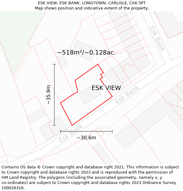 ESK VIEW, ESK BANK, LONGTOWN, CARLISLE, CA6 5PT: Plot and title map