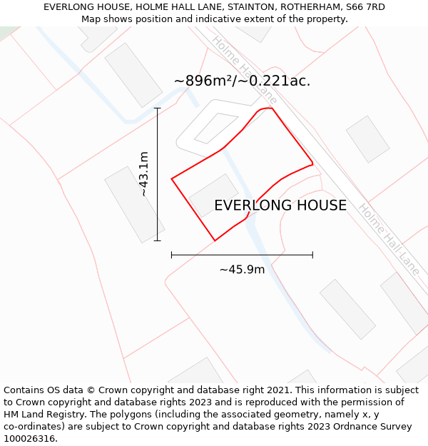 EVERLONG HOUSE, HOLME HALL LANE, STAINTON, ROTHERHAM, S66 7RD: Plot and title map