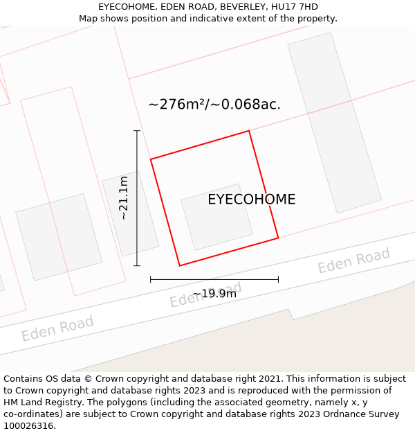 EYECOHOME, EDEN ROAD, BEVERLEY, HU17 7HD: Plot and title map