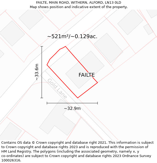 FAILTE, MAIN ROAD, WITHERN, ALFORD, LN13 0LD: Plot and title map