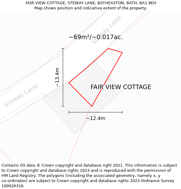 FAIR VIEW COTTAGE, STEWAY LANE, BATHEASTON, BATH, BA1 8EH: Plot and title map