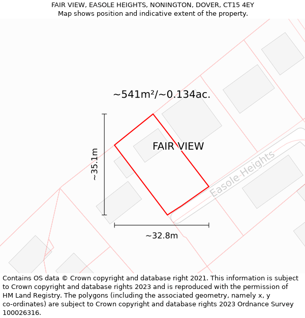 FAIR VIEW, EASOLE HEIGHTS, NONINGTON, DOVER, CT15 4EY: Plot and title map