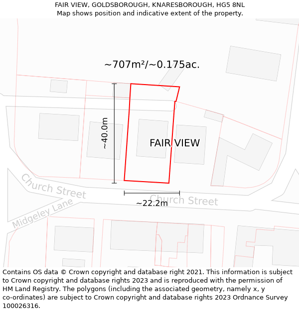 FAIR VIEW, GOLDSBOROUGH, KNARESBOROUGH, HG5 8NL: Plot and title map