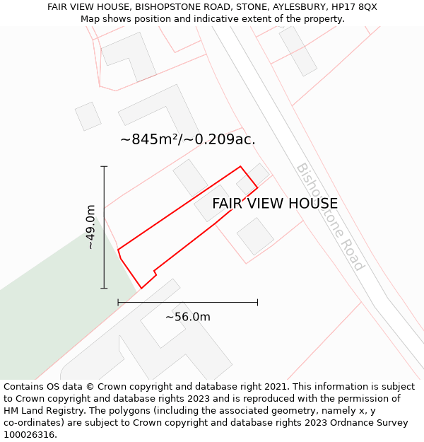 FAIR VIEW HOUSE, BISHOPSTONE ROAD, STONE, AYLESBURY, HP17 8QX: Plot and title map