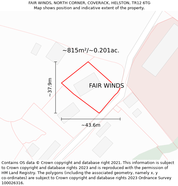 FAIR WINDS, NORTH CORNER, COVERACK, HELSTON, TR12 6TG: Plot and title map