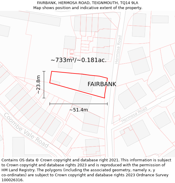 FAIRBANK, HERMOSA ROAD, TEIGNMOUTH, TQ14 9LA: Plot and title map