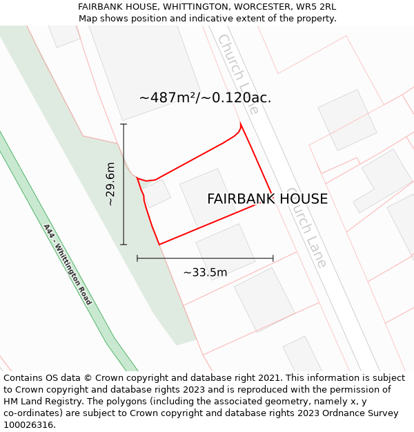 FAIRBANK HOUSE, WHITTINGTON, WORCESTER, WR5 2RL: Plot and title map