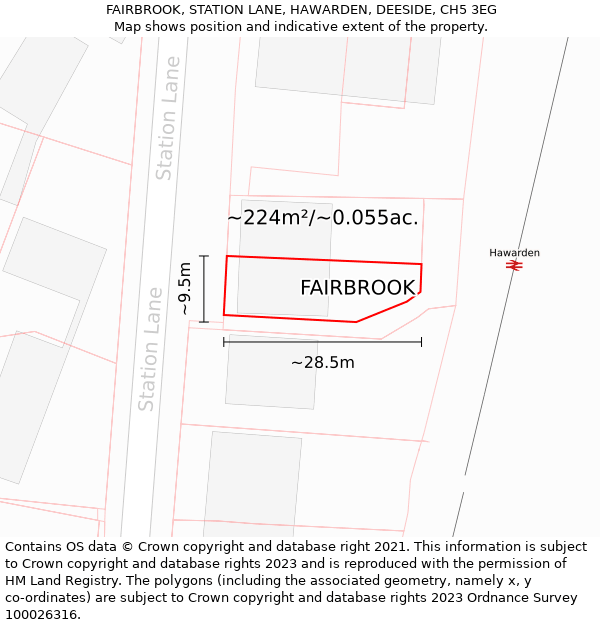 FAIRBROOK, STATION LANE, HAWARDEN, DEESIDE, CH5 3EG: Plot and title map