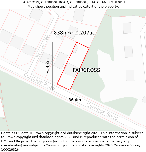 FAIRCROSS, CURRIDGE ROAD, CURRIDGE, THATCHAM, RG18 9DH: Plot and title map