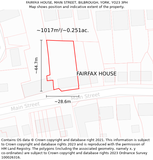 FAIRFAX HOUSE, MAIN STREET, BILBROUGH, YORK, YO23 3PH: Plot and title map