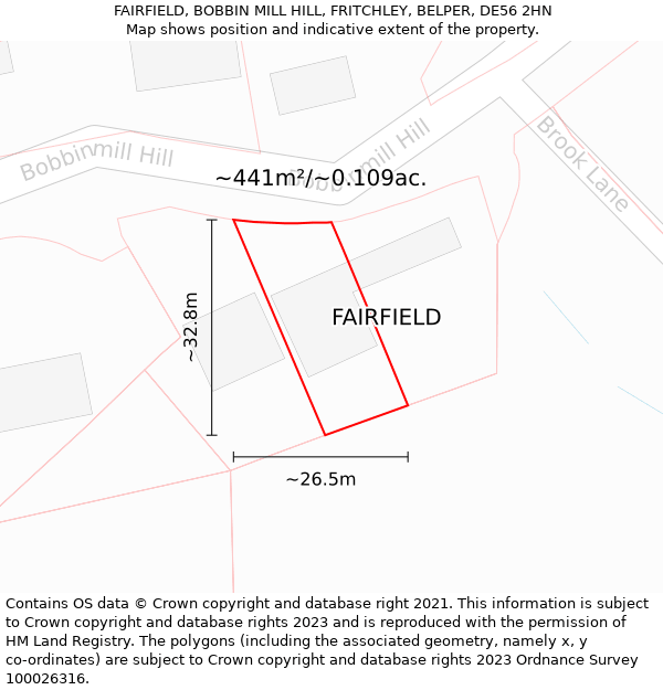 FAIRFIELD, BOBBIN MILL HILL, FRITCHLEY, BELPER, DE56 2HN: Plot and title map