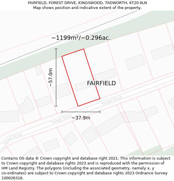 FAIRFIELD, FOREST DRIVE, KINGSWOOD, TADWORTH, KT20 6LN: Plot and title map