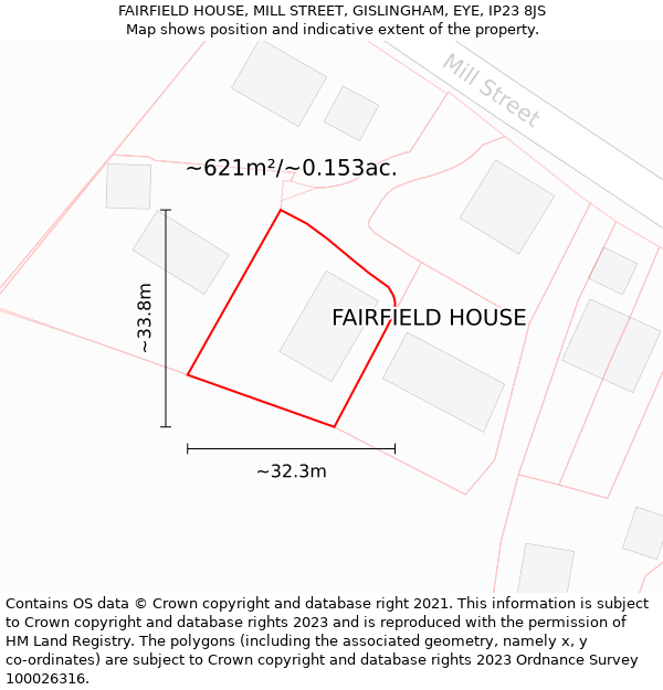 FAIRFIELD HOUSE, MILL STREET, GISLINGHAM, EYE, IP23 8JS: Plot and title map