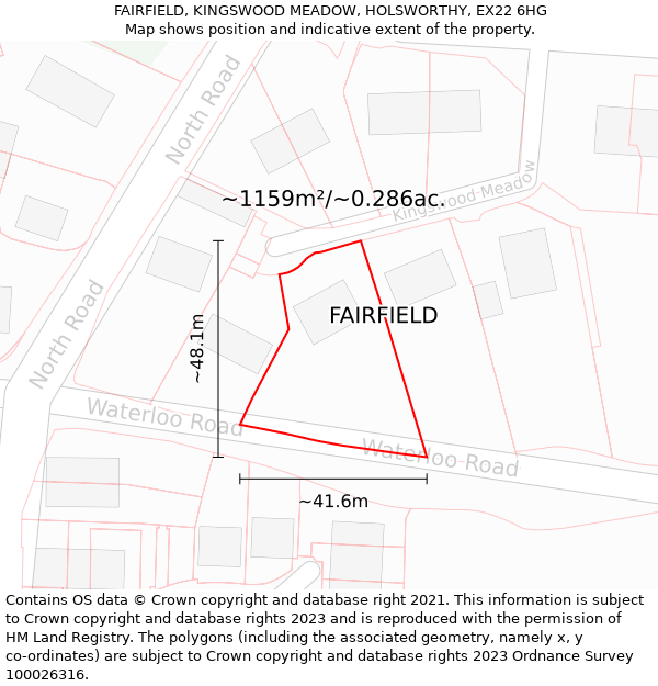 FAIRFIELD, KINGSWOOD MEADOW, HOLSWORTHY, EX22 6HG: Plot and title map