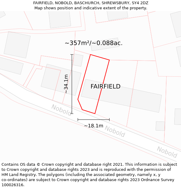 FAIRFIELD, NOBOLD, BASCHURCH, SHREWSBURY, SY4 2DZ: Plot and title map
