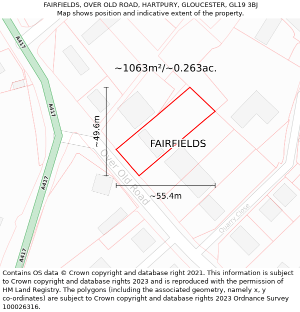 FAIRFIELDS, OVER OLD ROAD, HARTPURY, GLOUCESTER, GL19 3BJ: Plot and title map
