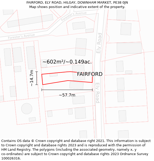 FAIRFORD, ELY ROAD, HILGAY, DOWNHAM MARKET, PE38 0JN: Plot and title map