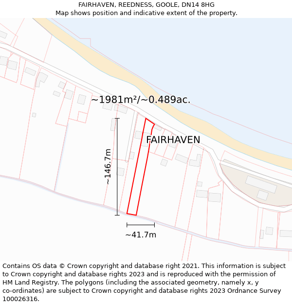FAIRHAVEN, REEDNESS, GOOLE, DN14 8HG: Plot and title map